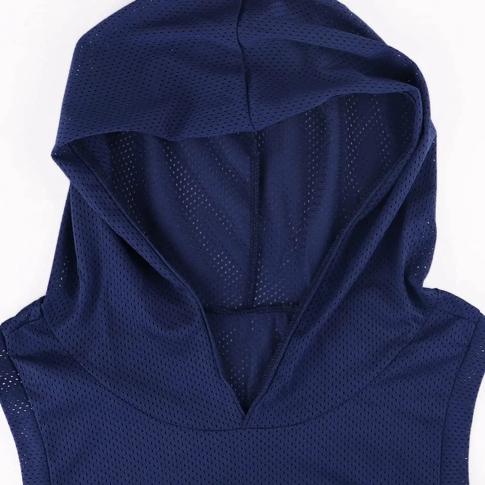Women's Fitness Sleeveless Mesh Hoodie Sports Running T-shirts Workout Tops