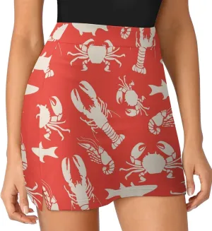 Women's Golf Tennis Skirts Yellow Light Bulb Pattern Inner Shorts High Waisted with Pocket Skort