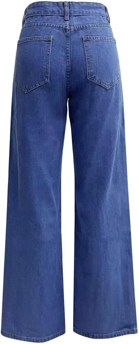 Womens Jeans Boyfriend Cargo Wide Leg Bootcut Pants Straight Leg Denim Pants High Waisted Pants