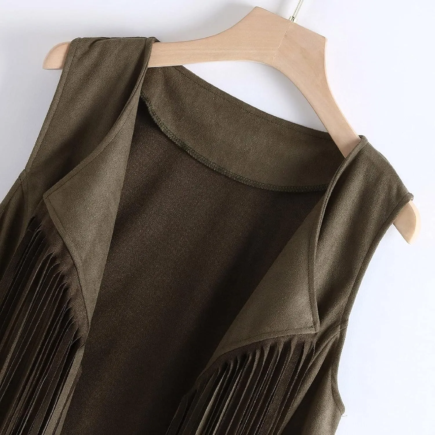Womens Vintage Western Fringe Vest Tops Classic Suede Leather 70s Cowboy Shirt Sleeveless Tassels Cardigan Jackets