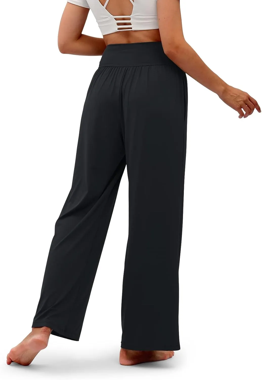 Womens Wide Leg Pants Loose Yoga Sweatpants Comfy Lounge Pajama Casual Flowy Palazzo Pants with Pockets
