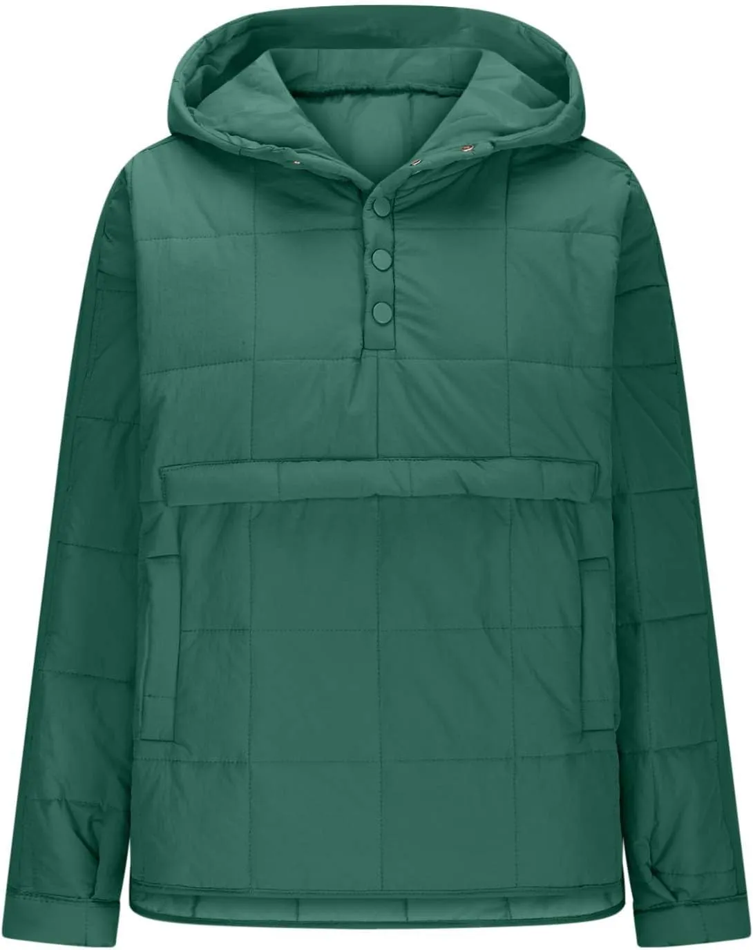 Xiaojmake Womens Quilted Puffer Jacket Oversized Long Sleeve Hooded Pullover Winter Warm Down Coats Light Jacket with Pockets
