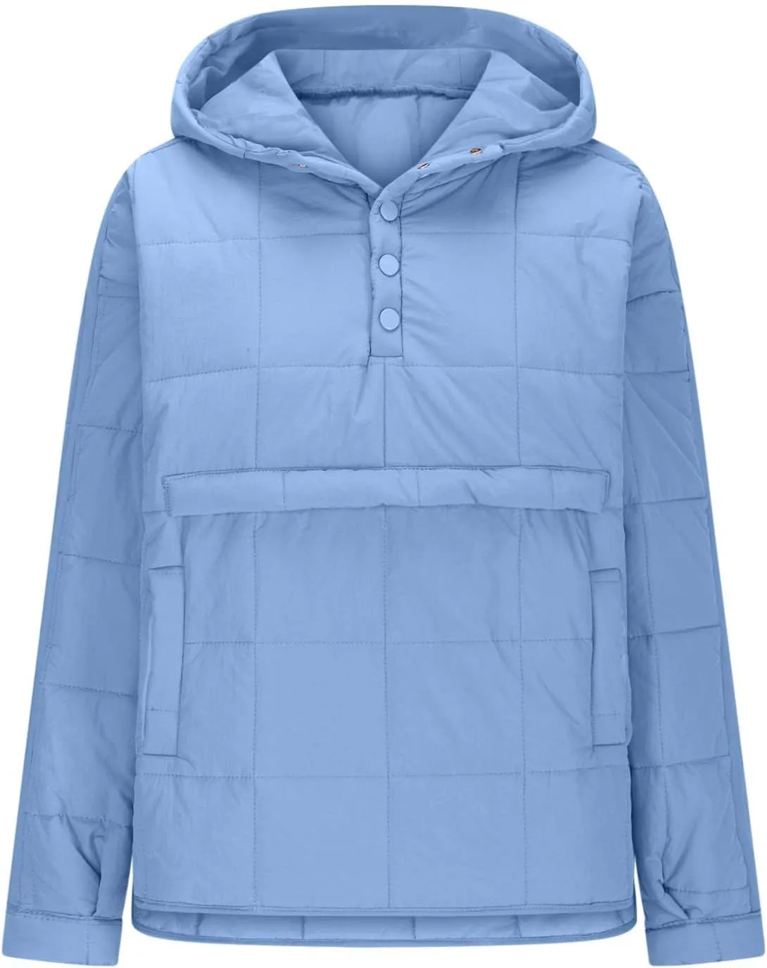 Xiaojmake Womens Quilted Puffer Jacket Oversized Long Sleeve Hooded Pullover Winter Warm Down Coats Light Jacket with Pockets