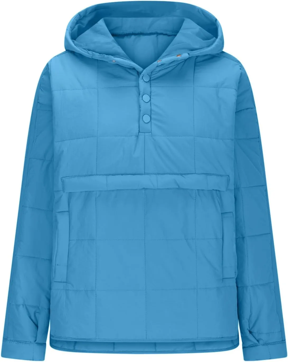 Xiaojmake Womens Quilted Puffer Jacket Oversized Long Sleeve Hooded Pullover Winter Warm Down Coats Light Jacket with Pockets