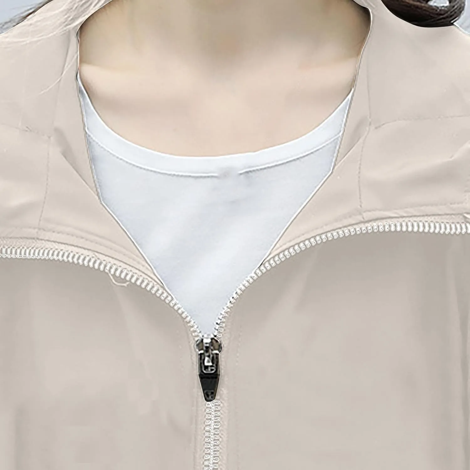 YRAETENM Long Trench Coat for Women Casual Lightweight Zip up Jackets Water Resistant Hooded Windbreaker Comfortable Outwear