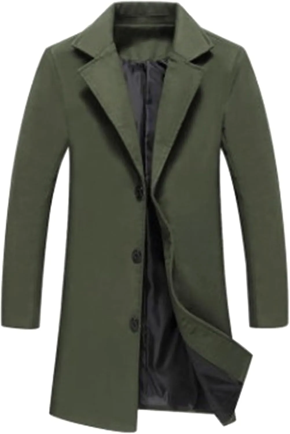 ZYXTIM Men's Wool Blend Pea Coat Notched Collar Single Breasted Trench Coat Oversize Long Classic Office Work Jacket Coat